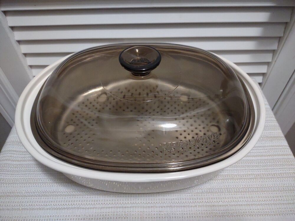 MagnaWave Perfection Microwave Roaster Cooker Pan vintage amber glass lid